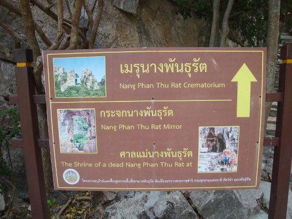 Signpost at foot of mountain