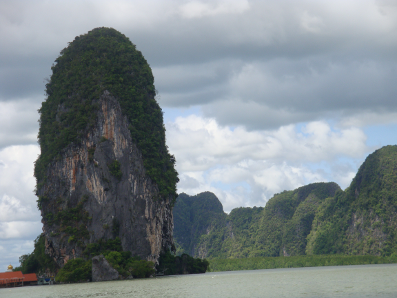 We motored down the river, passing many limestone karsts on the way.