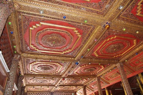 Ornate ceiling in the old house in Phrae.