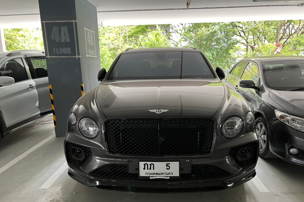 One of the luxury cars of a suspected embezzler of funds of Wat Bowonniwet Vihara is found during a condominium raid on March 23, 2022. (Photo: Wassayos Ngamkham)
