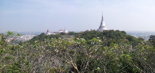 The view over Phra That Chon Phet (Great White Pagoda) and Wat Phra Kaeo