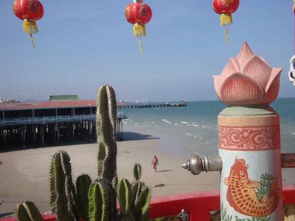 Looking North from the Temples, you can see many piers where they serve food in very romantic settings before you get to the fishing pier.