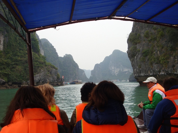 On the tender heading towards the cave