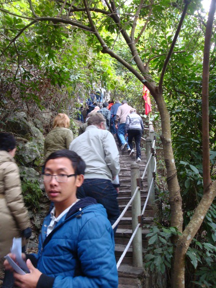 The steps up to the cave