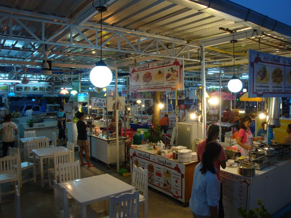 Food court at dusk