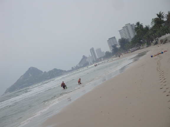 An otherwise deserted beach