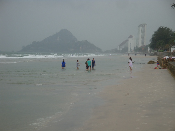 Back on the beach, the rain started.