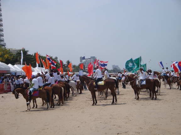 The parade congregated in the arena
