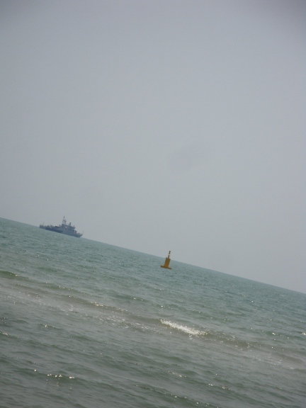 guard ships, and the yellow buoys marking this side of the exclusion zone