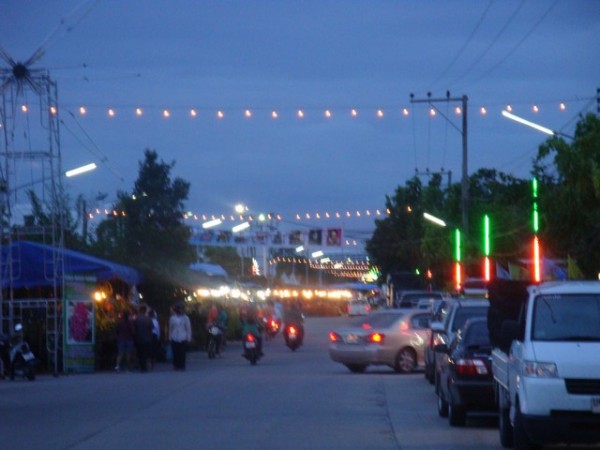 Looking up the road towards 19 Rai at sunset.