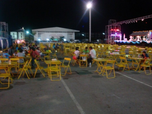 tables set out in front of the main stage