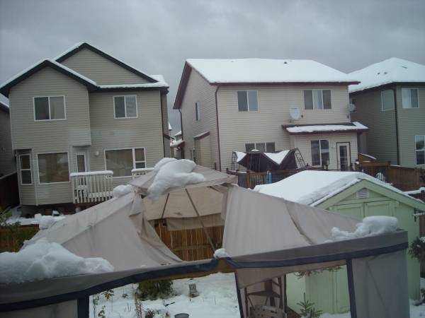 Back yard and gazebo, Note the <br />neighbours one in the background.