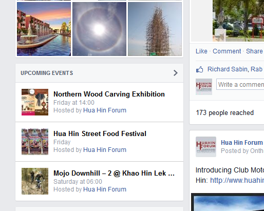 events section on the left hand side of the page