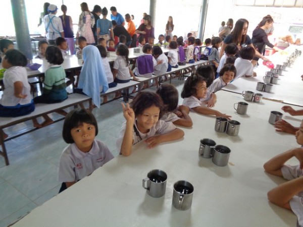 they all proceeded to sit very quietly at 2 dining tables