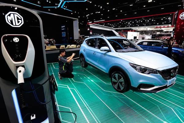 MG, the newest entry in the local plug-in field, introduced its ZS EV in Bangkok in April for 1.19 million baht. (Photo: Patipat Janthong)