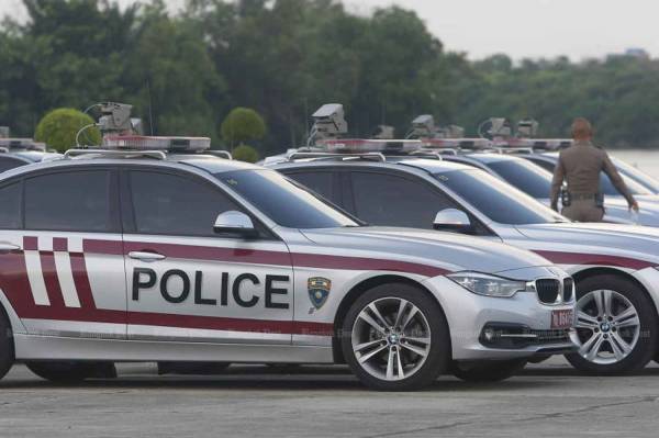 Police cars, equipped with security cameras on their roofs, are parked at IMPACT Exhibition and Convention Centre to prepare for a mission to escort country leaders during the Asean Summit later this week. (Photo by Pattarapong Chatpattarasill)