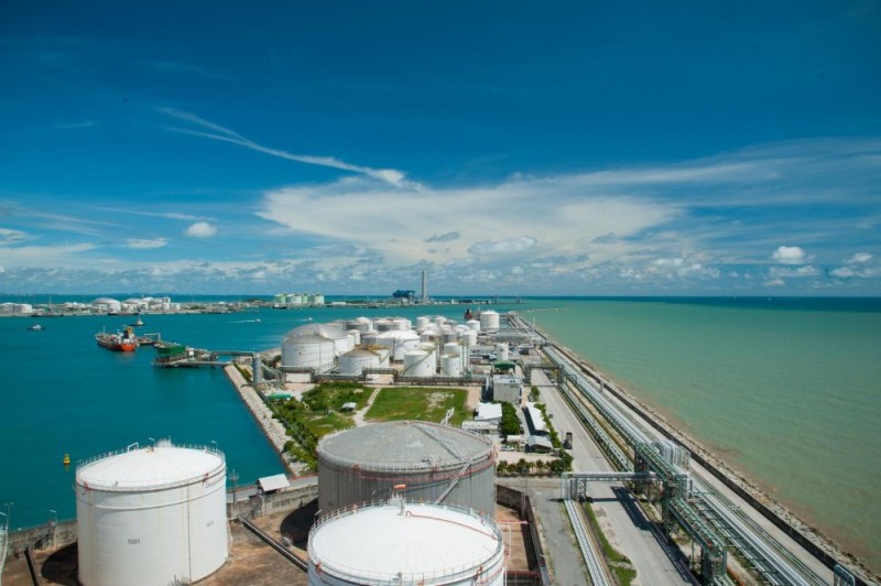 A bird's-eye view of Map Ta Phut port. It is the import-export hub for petroleum and petrochemical products for Thailand.