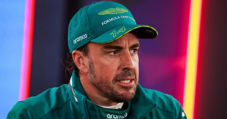 Aston Martin’s Fernando Alonso talks to the media at the 2024 Saudi Arabian Grand Prix.<br />© PA Images