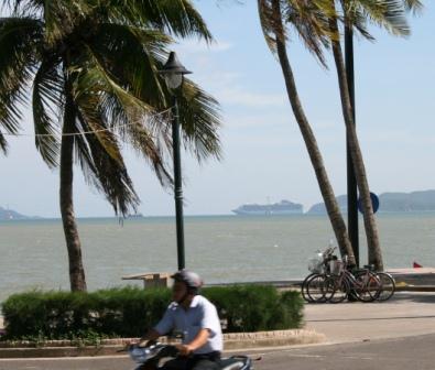 Da Trang beach and ship moored in bay.JPG