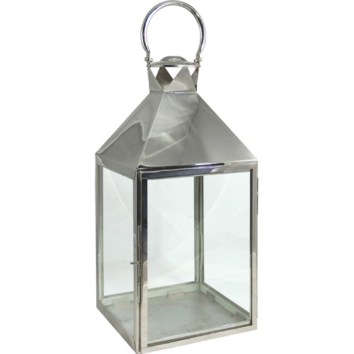 Glass and metal lantern