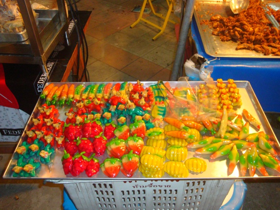 Food of all types, some very colourful was available.